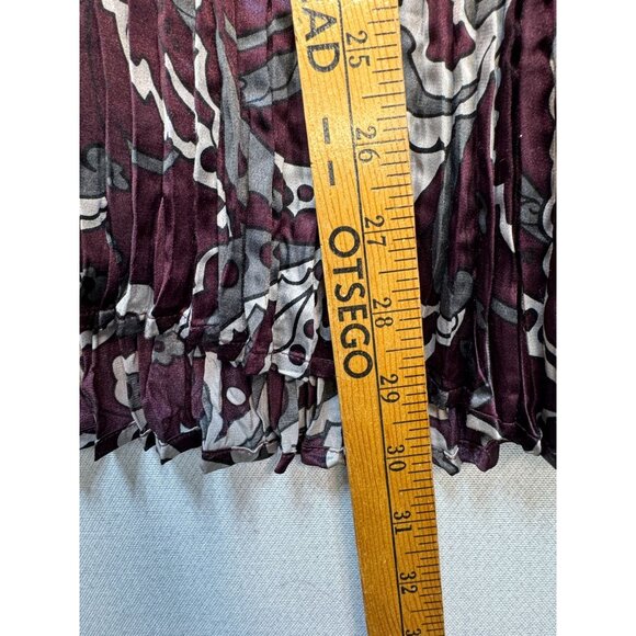 Lane Bryant Womens Crinkle Button Up Shirt Plus Size 26/28 Burgundy Gray Paisley - Picture 3 of 10